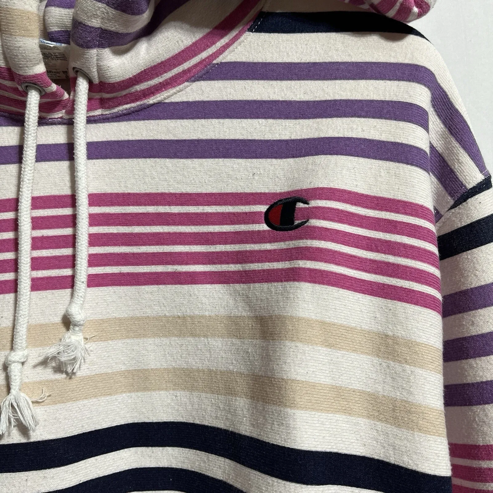 Champion Women's Long Sleeve Colorful Cropped Hoodie Sz Large - Image 5