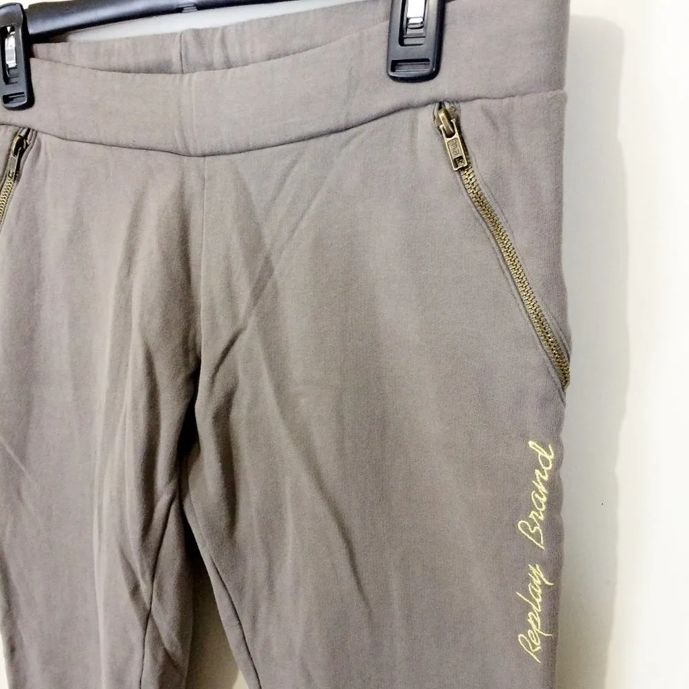 Replay women's S ankle zip pocket thin stretch jogger lounge workout sweatpants Gray - Image 3