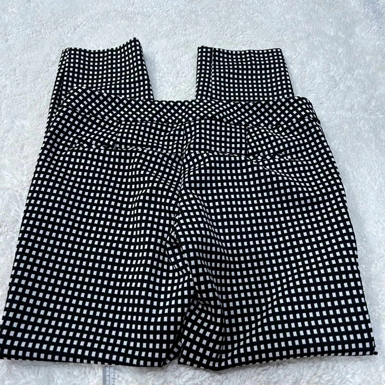 Express Womens Columnist Checkered Pants Black White Sz 6 Business Office Attire - Image 3
