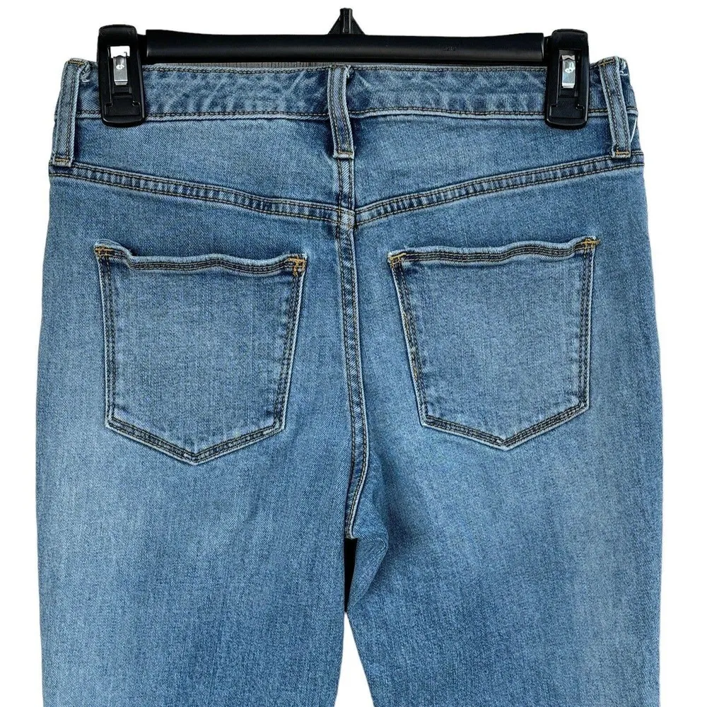 Universal Thread SZ 0/25 Kick Boot Crop Jeans Hi-Rise Zip-Fly Stretch Frayed Hem - Image 4