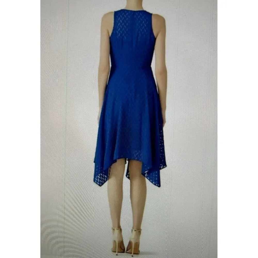Shoshanna Emmy Dress Surplice V-Neck Sleeveless Cobalt Blue Asymmetrical Hem 4 - Image 3