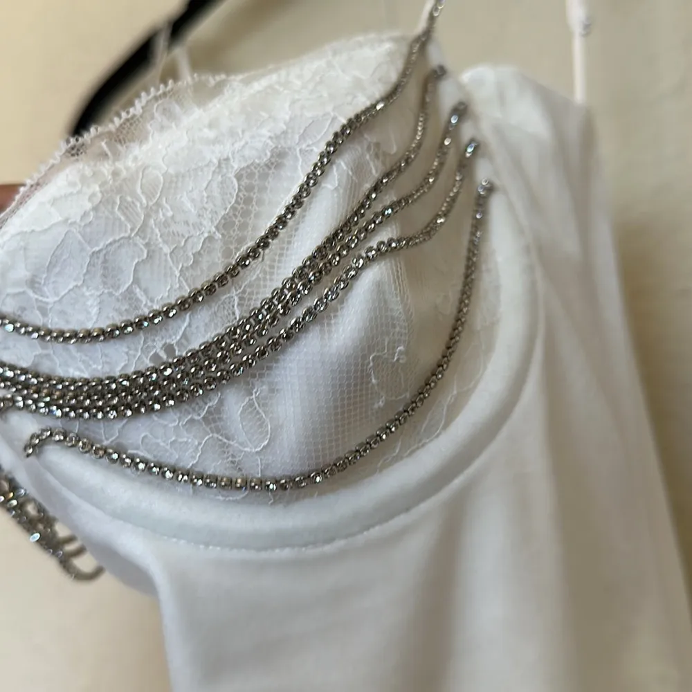 House of CB 'Grace' embellished velvet white‎ mini dress NWOT size M - Image 5