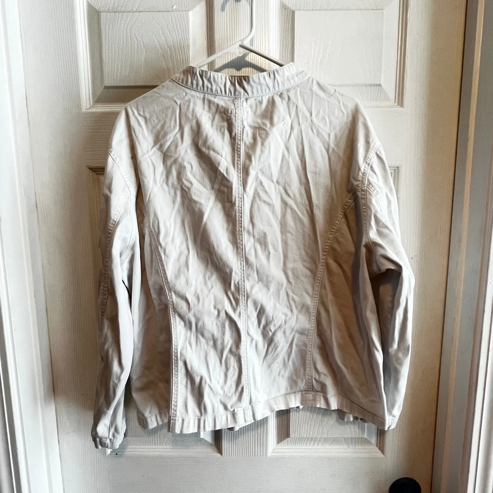 Coldwater Creek Women's Utility Jacket 1X Cotton Stretch Neutral Button Front - Image 5