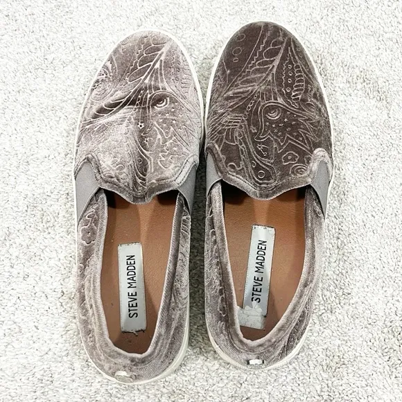 Steve Madden Size 8.5 Brown Velvet Brocade Evangel Slip On Loafers - Image 2