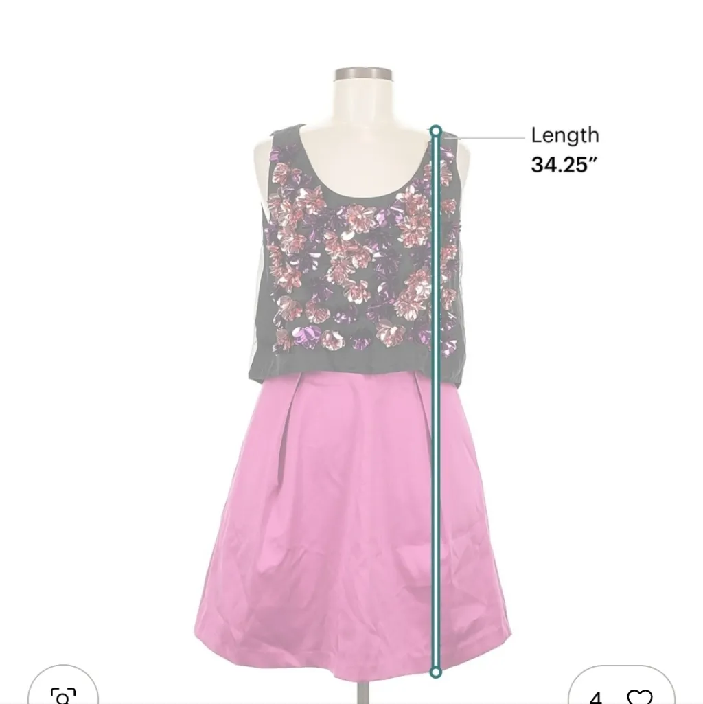 ERIN by Erin Fetherston fuschia and black embellished cocktail dress Size 8 - Image 3