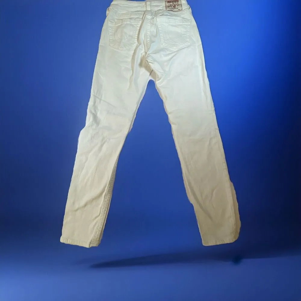 True Religion Jeans Womens 27 White Skinny Mid Rise Stretch Moto‎ Distressed - Image 10