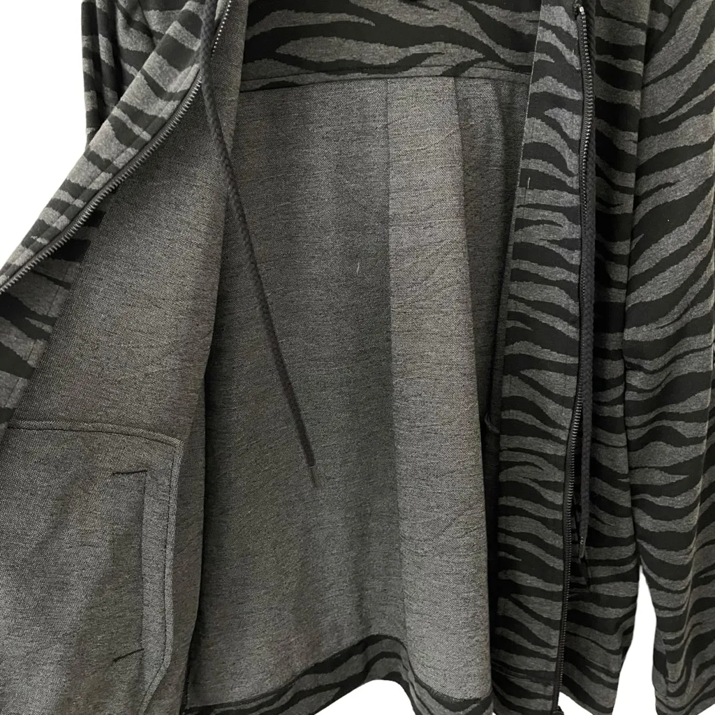 NWOT Liverpool Zip Up Hoodie Jacket in Black/Grey Zebra Print L - Image 6