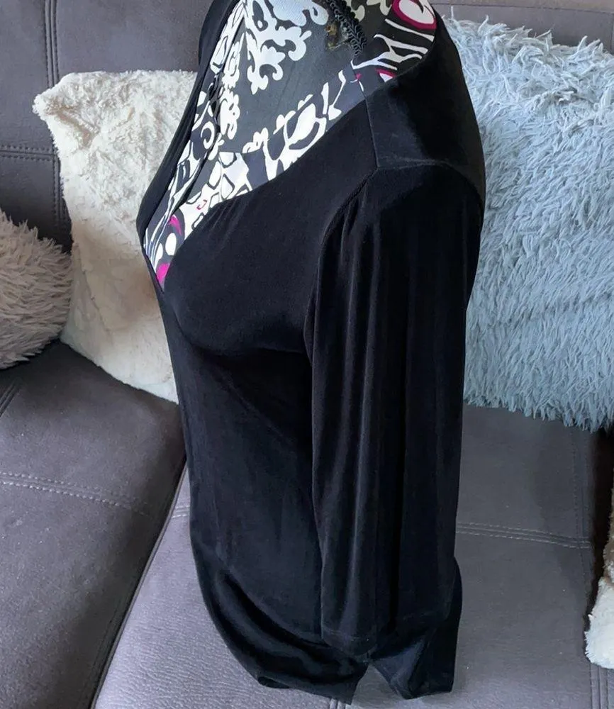 CHICO’S TRAVELERS Black 3/4 Sleeve Top Size 0 (S4) - Image 3