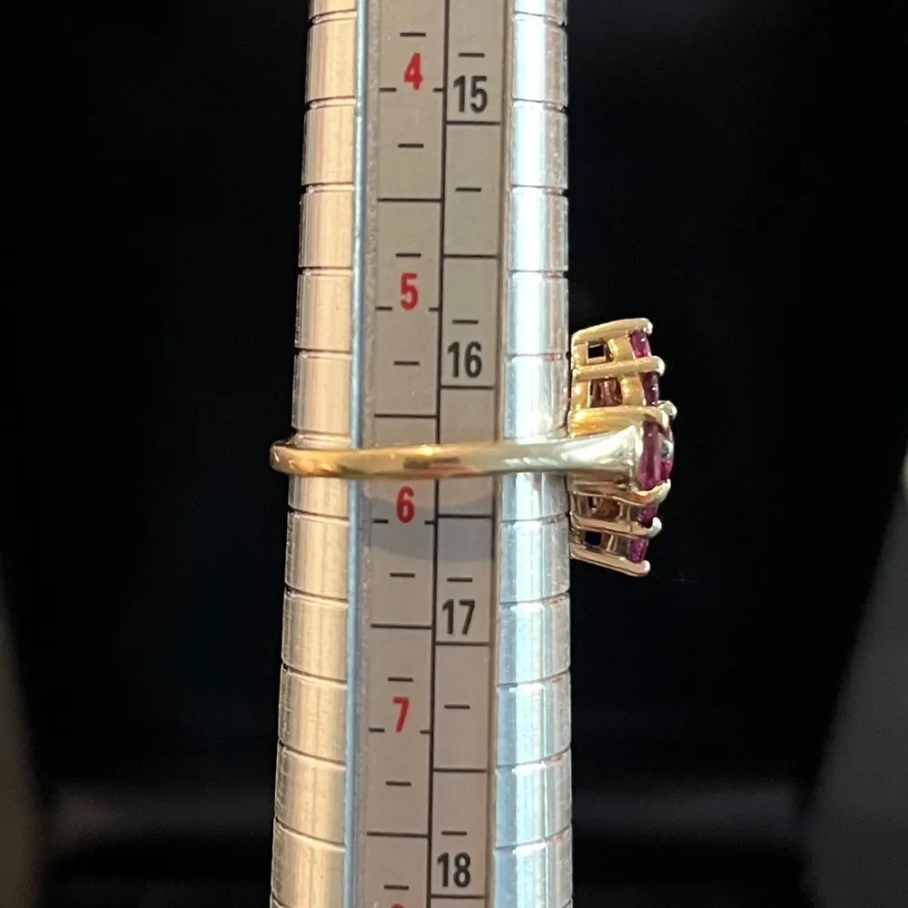 Vintage Marquis Cut Cluster Garnet 14kt Gold Ring, Size 5.75 Red - Image 8