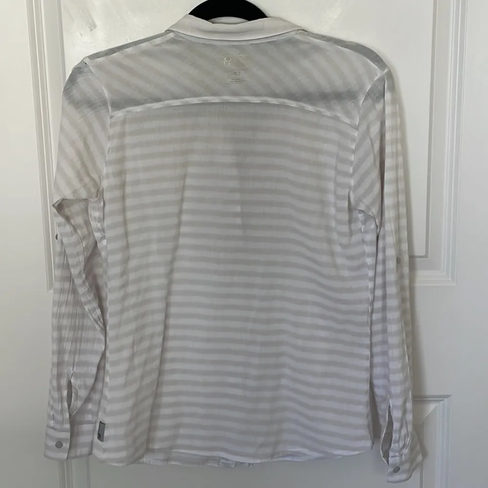 Mountain Hardwear Daralake Gauze White Striped Button Down Shirt Small - Image 3