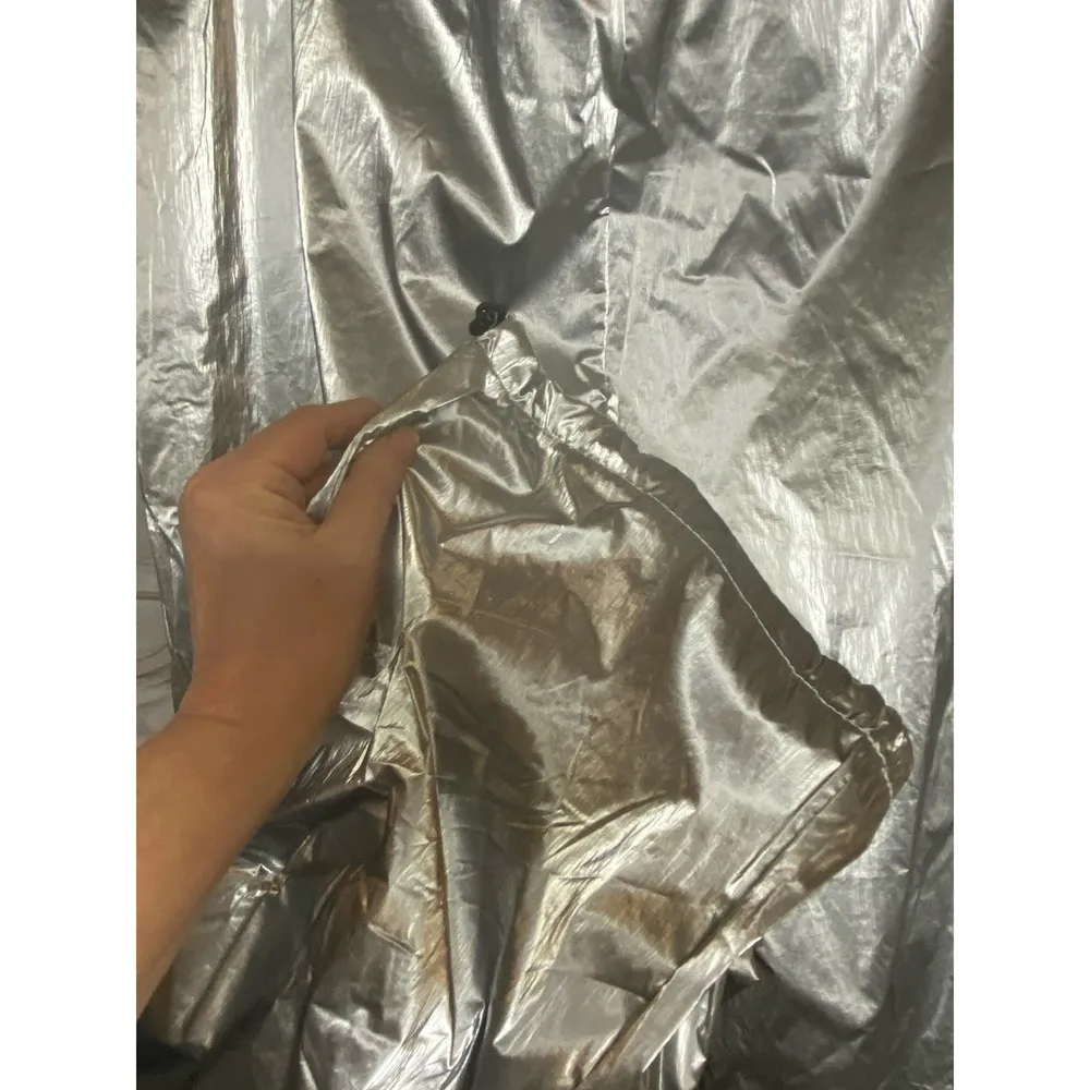 NWT Vinyl Icons Pants LARGE Silver Foil Casual Elastic Waist Pull On Streetwear - Image 5