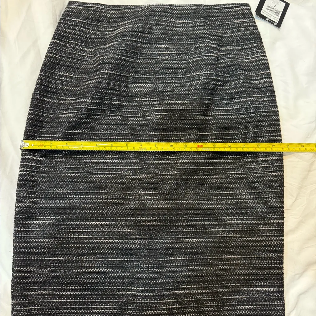 Nanette Lenore Craftwork Tweed Skirt Career Pencil Charcoal Lined NWT Size 2 - Image 6