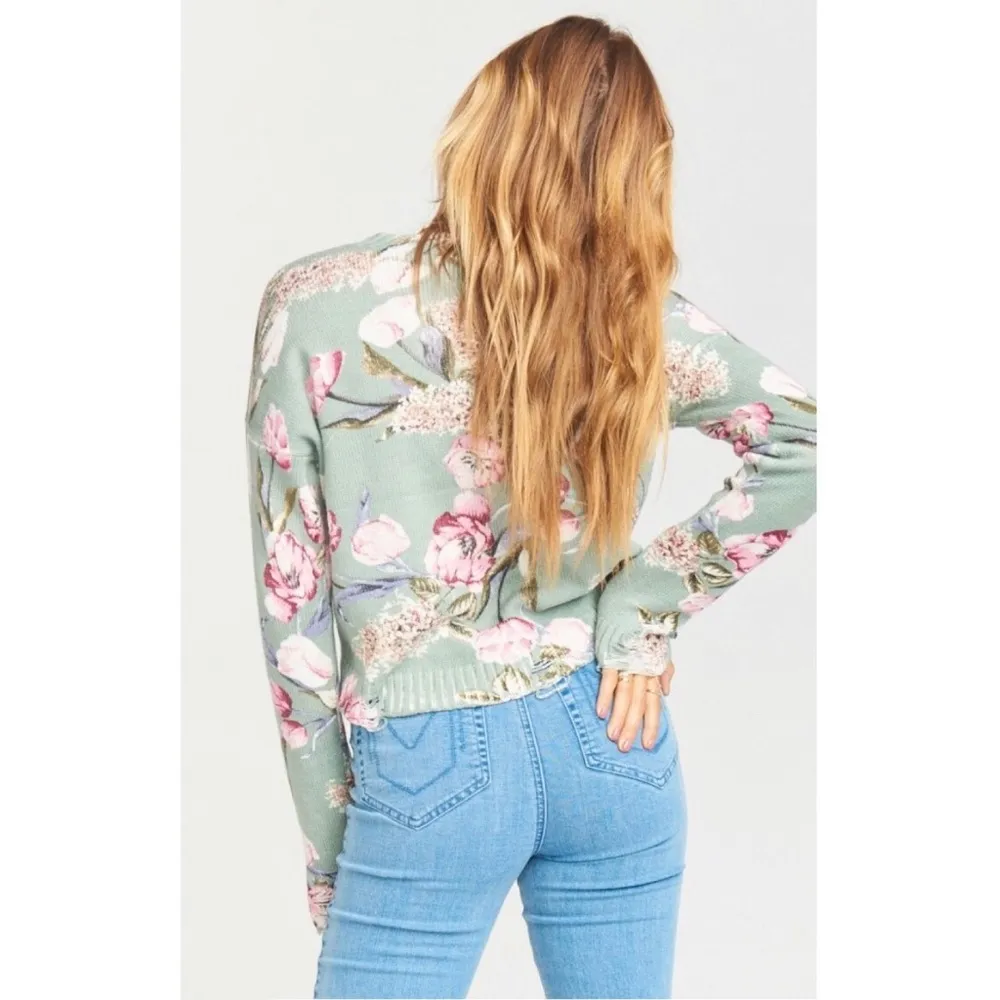 Show Me‎ Your Mumu Cropped Varsity Sweater Floral - Image 4