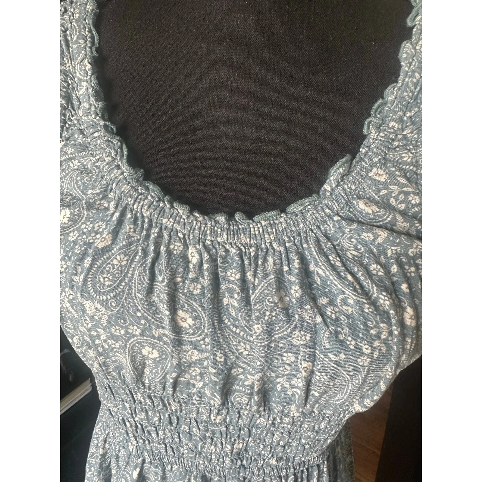 Patrons of Peace Stone Blue Floral Midi Dress size L - Image 2