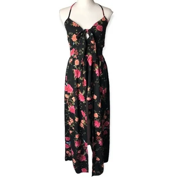 Tox:K3 Sleeveless Halter Neck Floral Cut Out Romper Dress Size L - Image 5