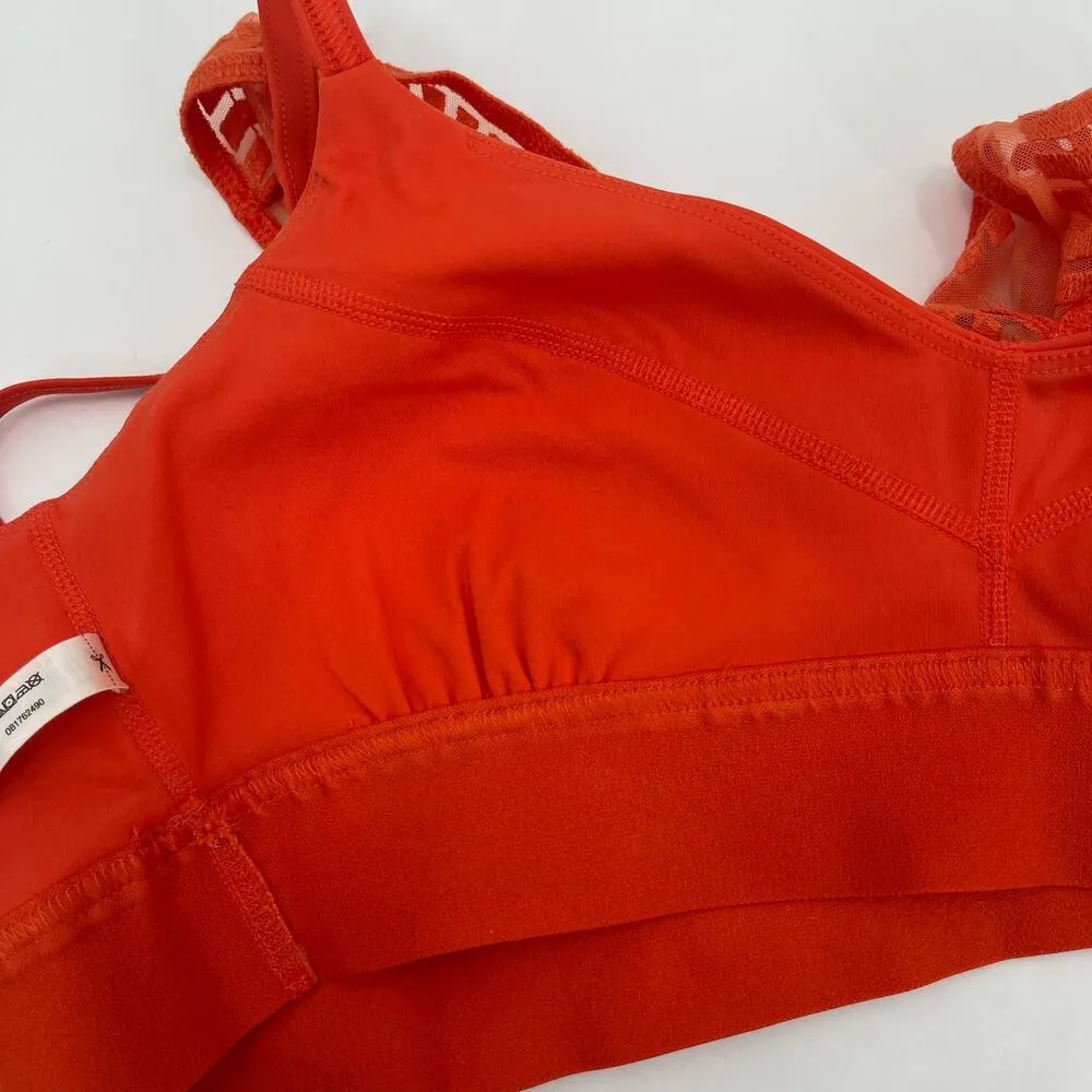 FREE PEOPLE MOVEMENT Desert Renegade Sports Bra Medium Lace Mandarin Red Orange - Image 12