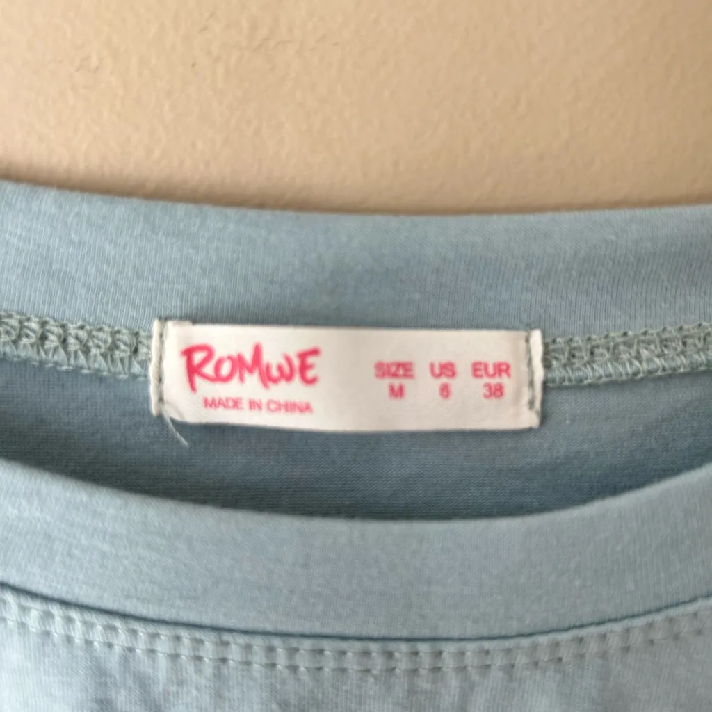 ROMWE Light Blue Short Sleeve Tee - Image 2