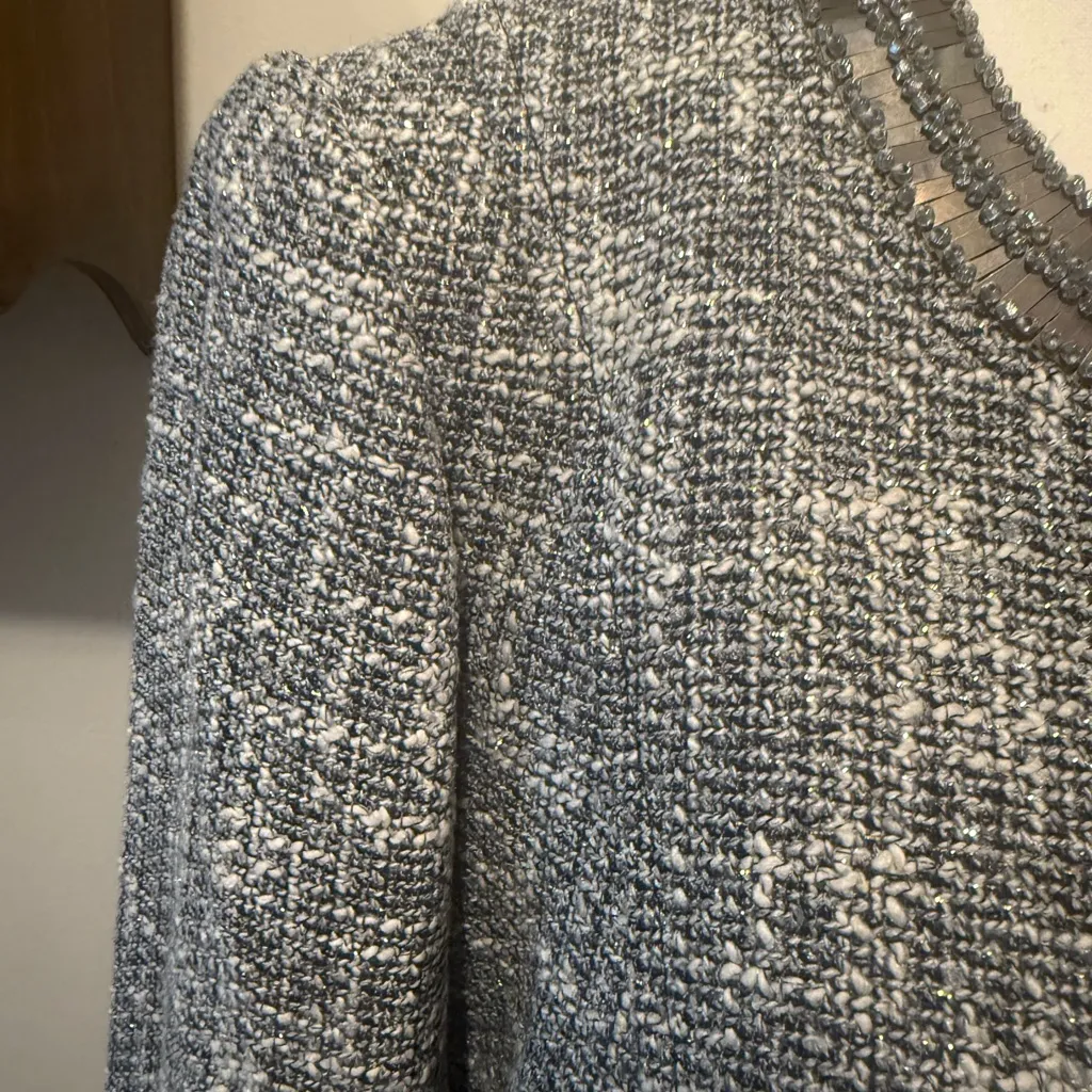 Tory Burch | Metallic Tweed Gray Blazer size 14 - Image 11