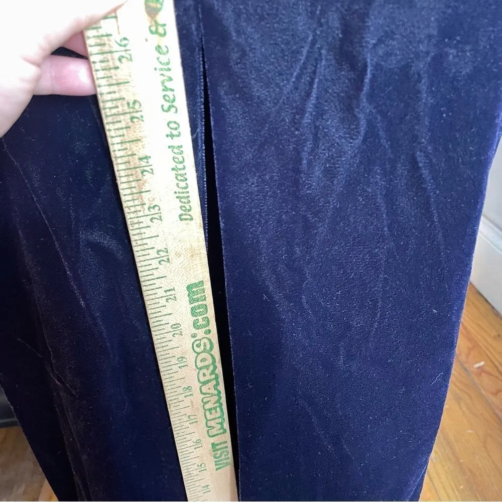 90s Vintage De Laru Linda Bernell Velvet Gown Front Slit Bow Rhinestone‎ 5/6 Purple Size undefined - Image 5