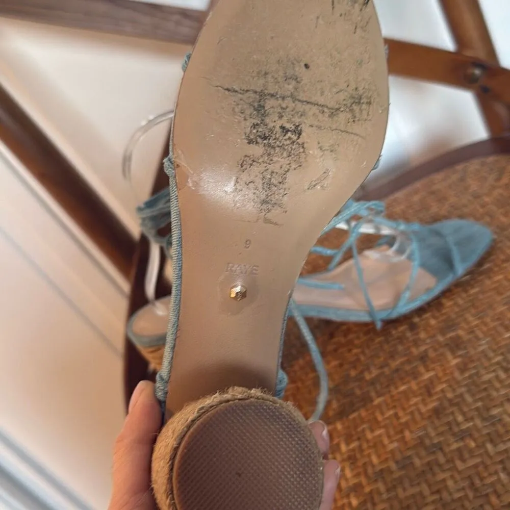 RAYE lace up ankle tie turquoise sandals size 9 - Image 7