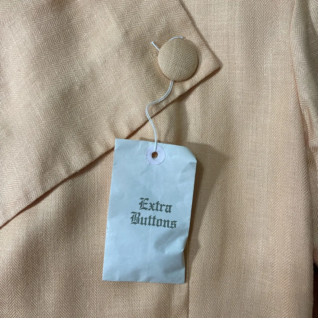 NWT Vntg 80s Barrie Pace LTD Peach Linen Blend Midi Dress Cocktail Workwear Sz M Orange Size M - Image 6
