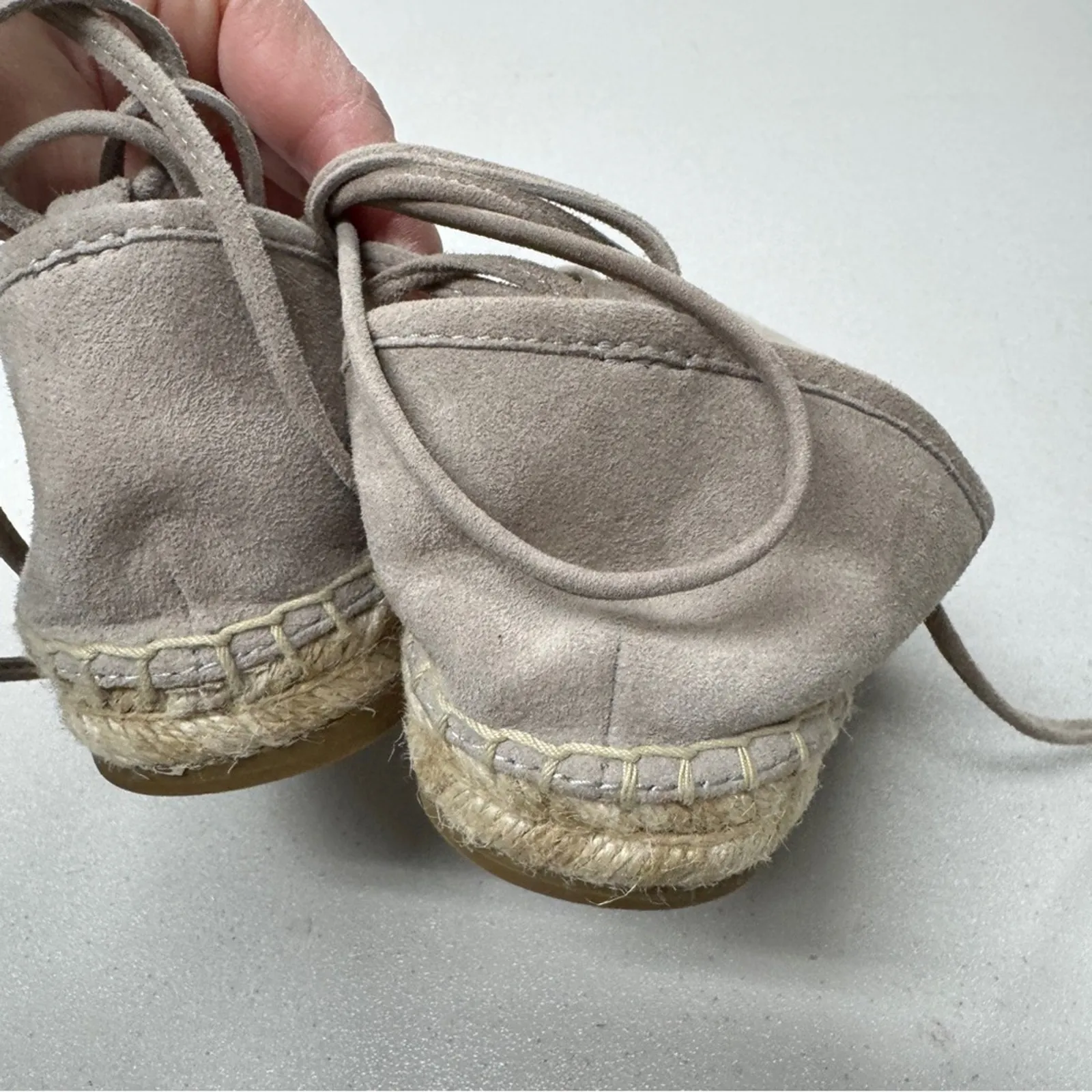 Frye Beige Leather Espadrille Flats Sandals Womens 6.5 Beachy Comfort Lace Up - Image 8