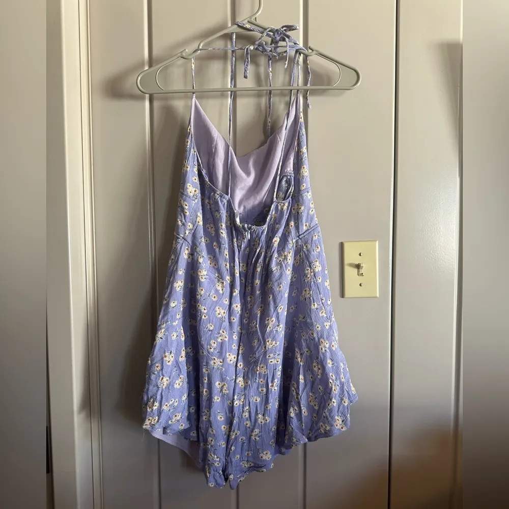 Mable Medium Daisy Floral Lavender Halter romper jumper Purple - Image 2