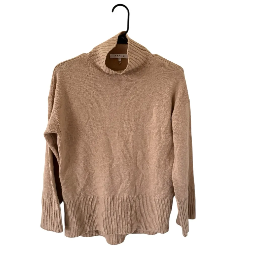 Frame Tan Cashmere Turtleneck Sweater - Image 3