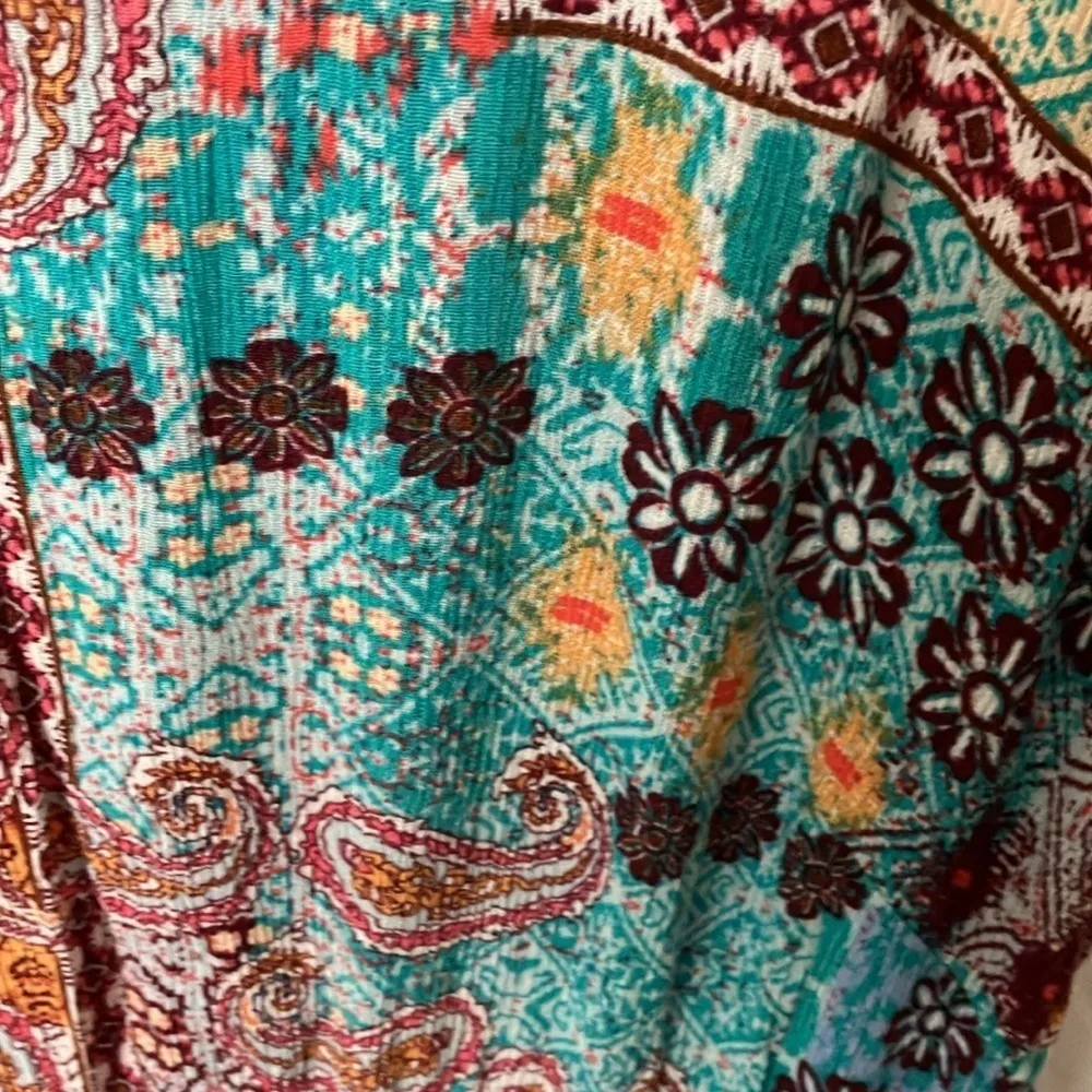 Lascana: Teal & Red Paisley Flowy Print Dress/ Coverup - Image 3