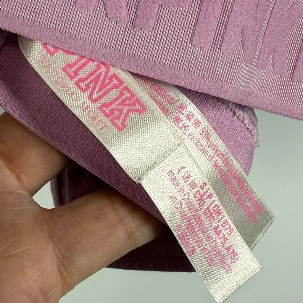 Pink Victoria’s secret unlined triangle top silver metallic purple bralette size - Image 7