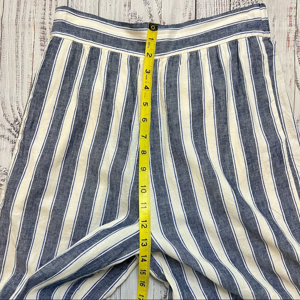 Madewell Houston Striped Linen Wide Leg Pull On Crop Pants. Size Small. EUC - Image 12