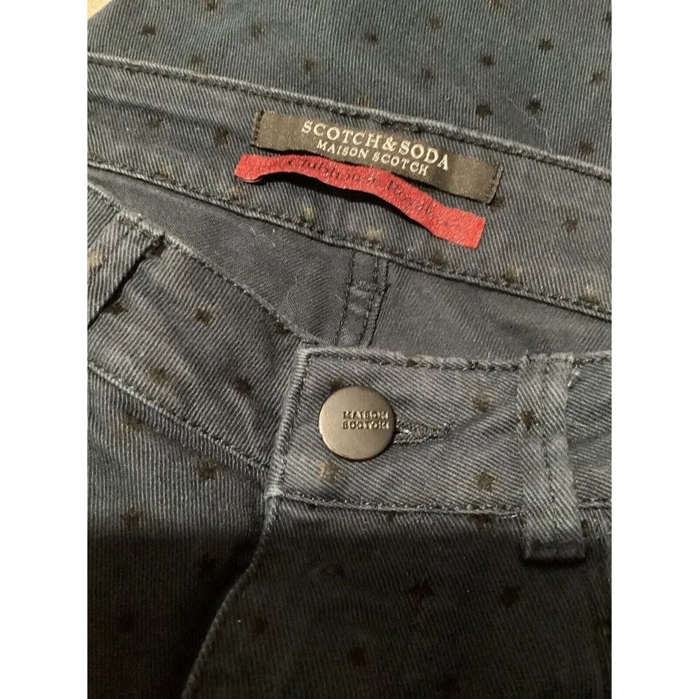 Scotch & Soda Navy Blue Mid Rie Skinny Jeans Star Printed 26 - Image 6