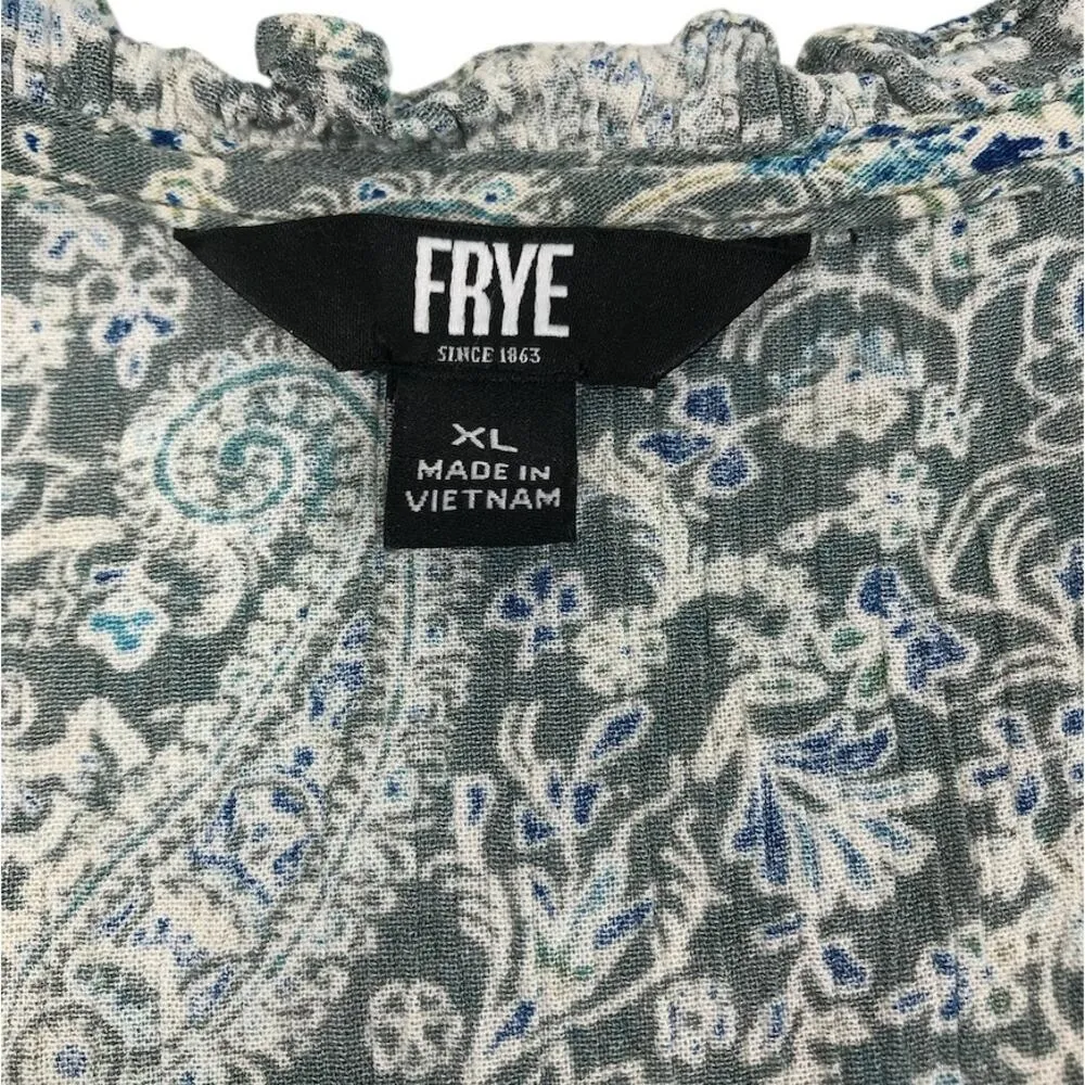 FRYE Floral Tassel Tie Gauze Blouse-Tunic Sz XL Country Cottage Cowgirl Boho Y2K - Image 9