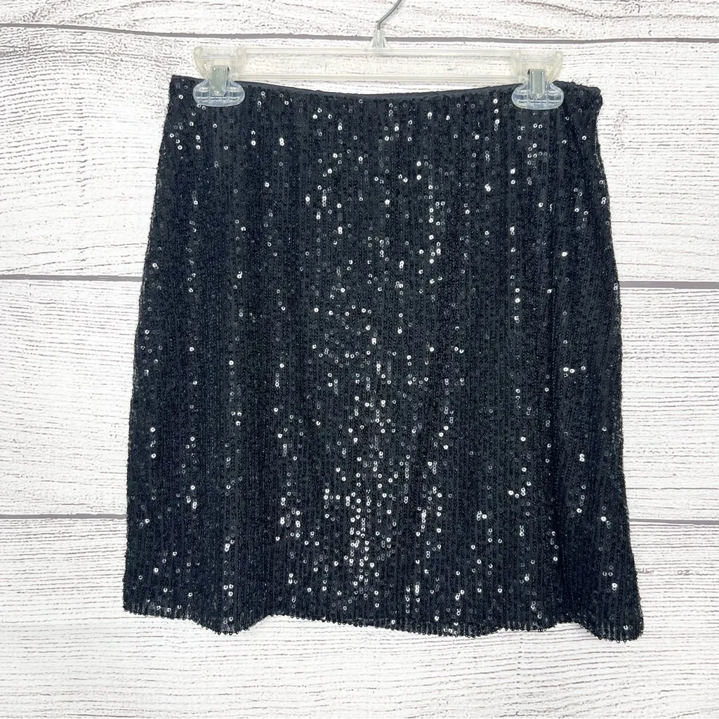 Old Navy Black Sequin Mini Skirt Size Medium Sparkle Glam Party - Image 7