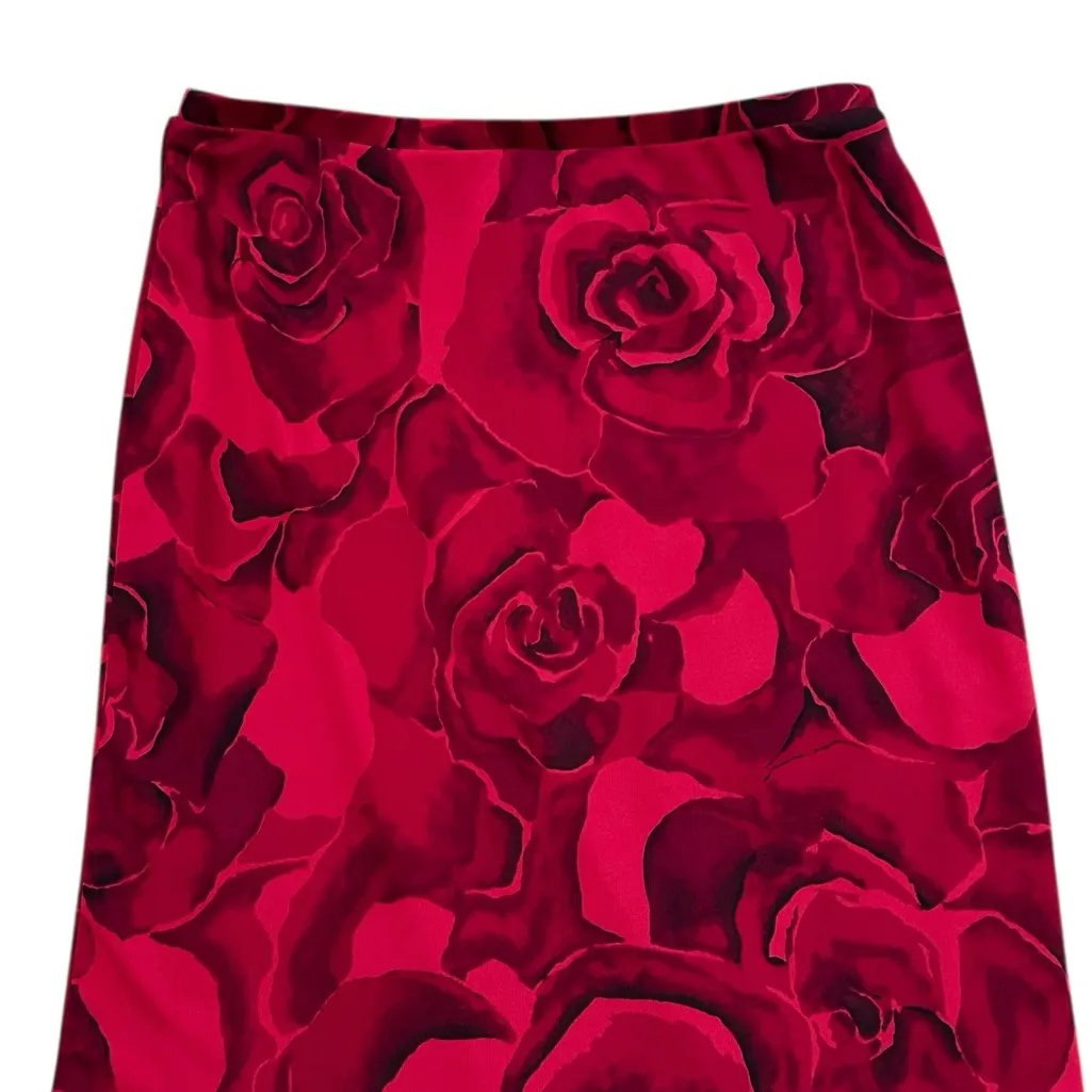 Vintage Y2K Express Skirt Midi Ruffle Red Roses WhimsiGoth Grunge Size Small - Image 2