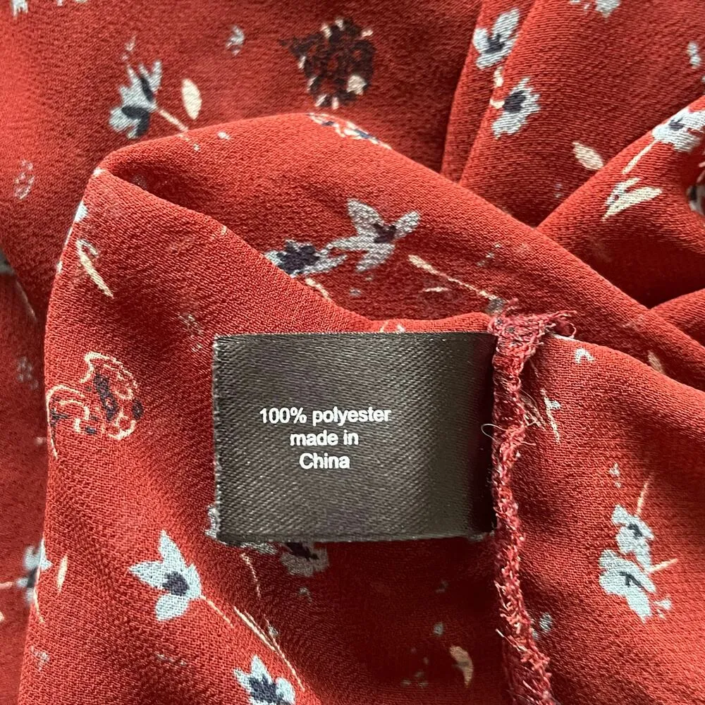 Lane Bryant Burnt Red Sheer Floral 3/4 Sleeve Blouse Size 26 - Image 4