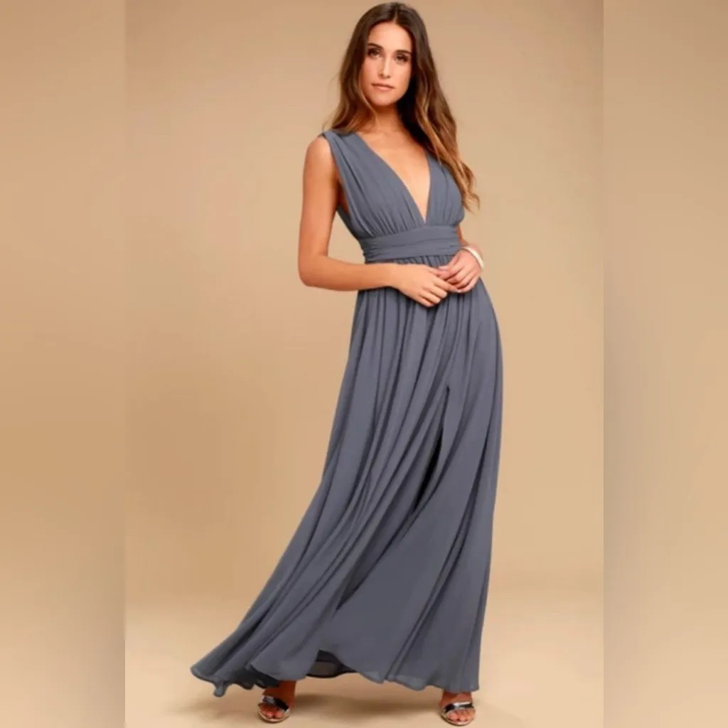 Lulu's Dress Denim Blue Heavenly Hues Maxi Dress Size xs‎ - Image 6