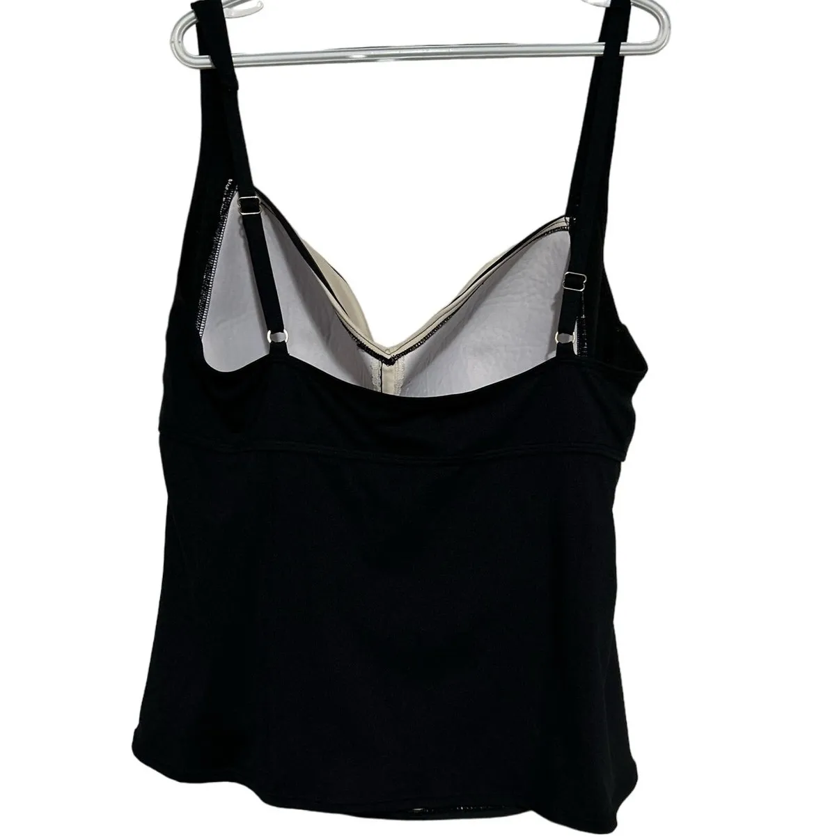 Liz Claiborne Women's‎ Black Cream Rucked Striped Tankini Swimwear Size 20W - Image 2