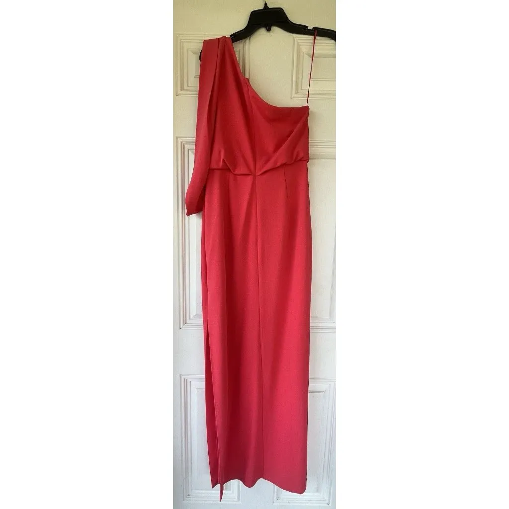 Belle Badgley Mischka Raya One Shoulder Draped Side Slit Maxi Dress Size 6 - Image 10