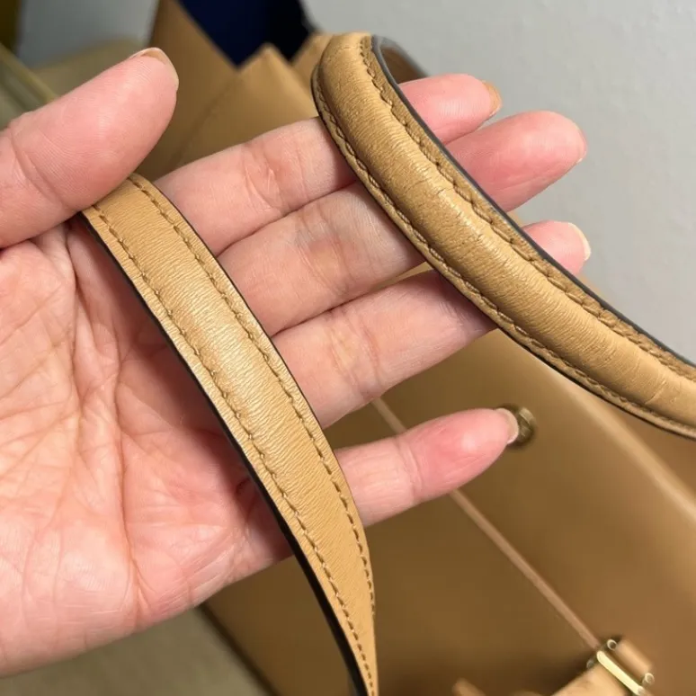 Tory Burch Leather Tote Light Brown - Image 3