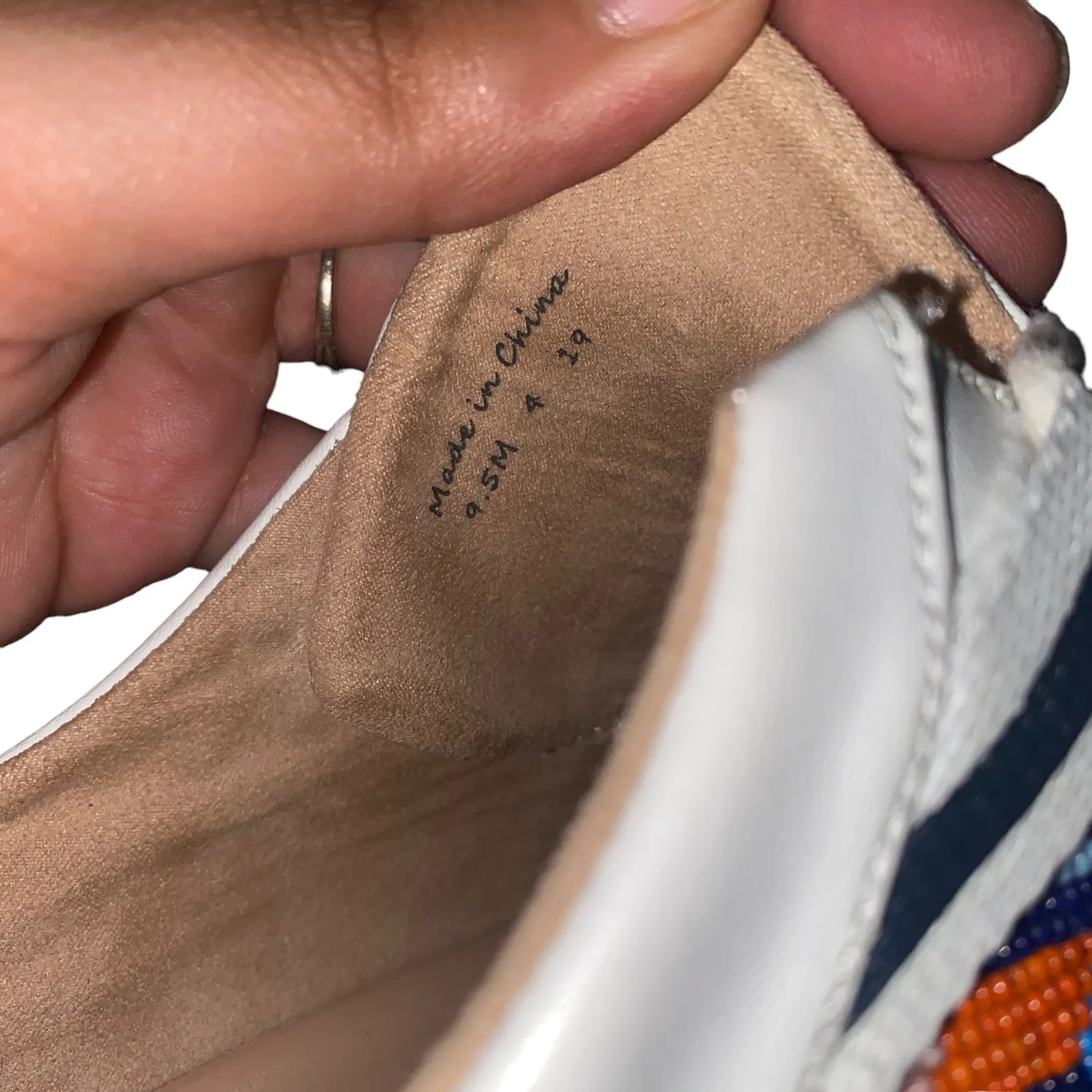 Jack Rogers Ainley Chevron Beaded White Leather Lace-Up Sneakers Womens Size 9.5 - Image 10