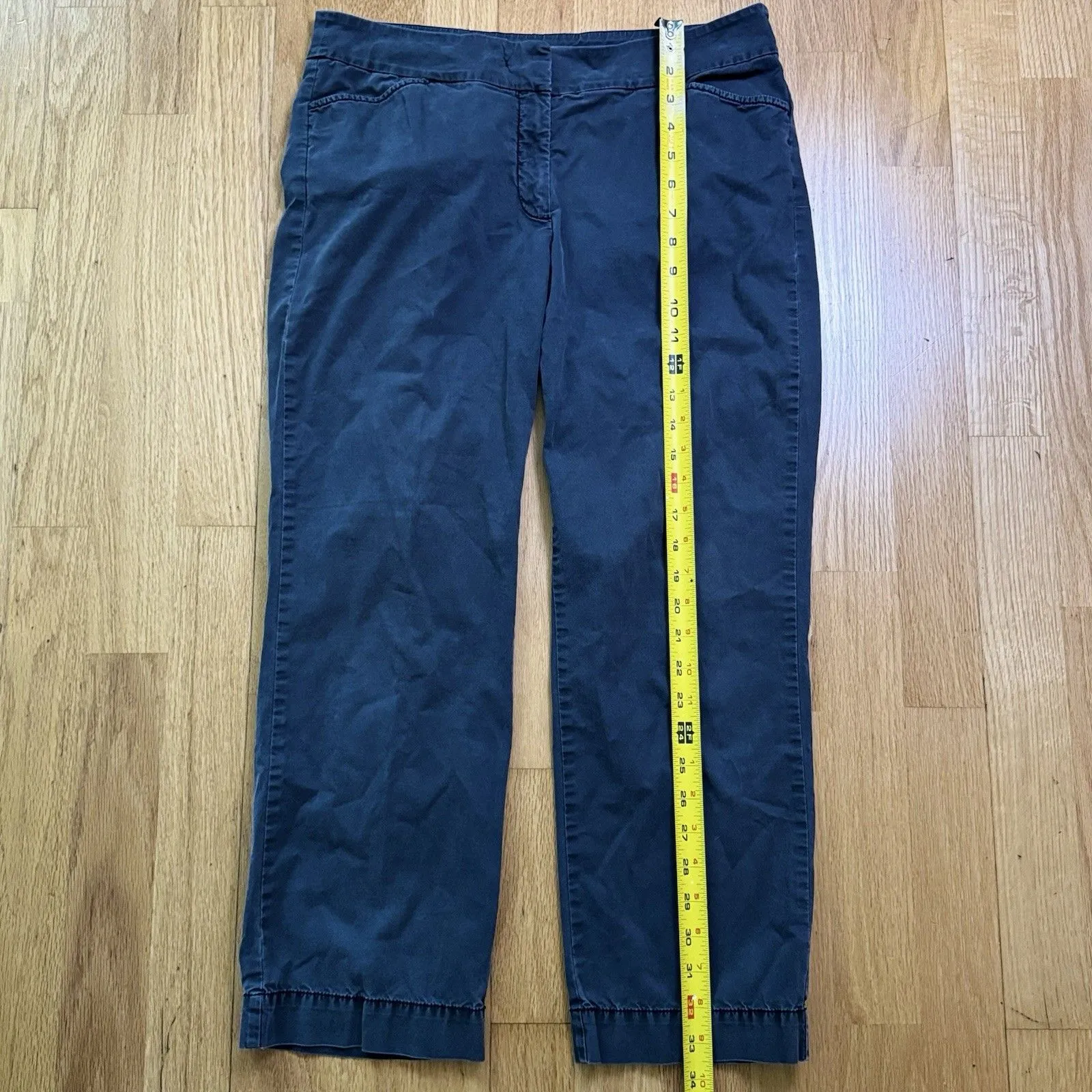 Eileen Fisher Cropped Straight Leg Faded Black Sz 8 Minimalist Preppy Chic - Image 7