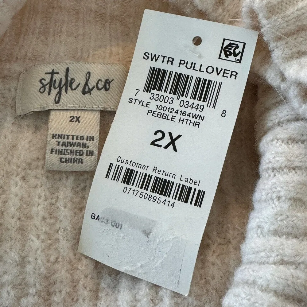 Style & Co 2X-Large Cowl Neck Tunic Sweater Long Sleeve Stretch Soft Light Pink - Image 6