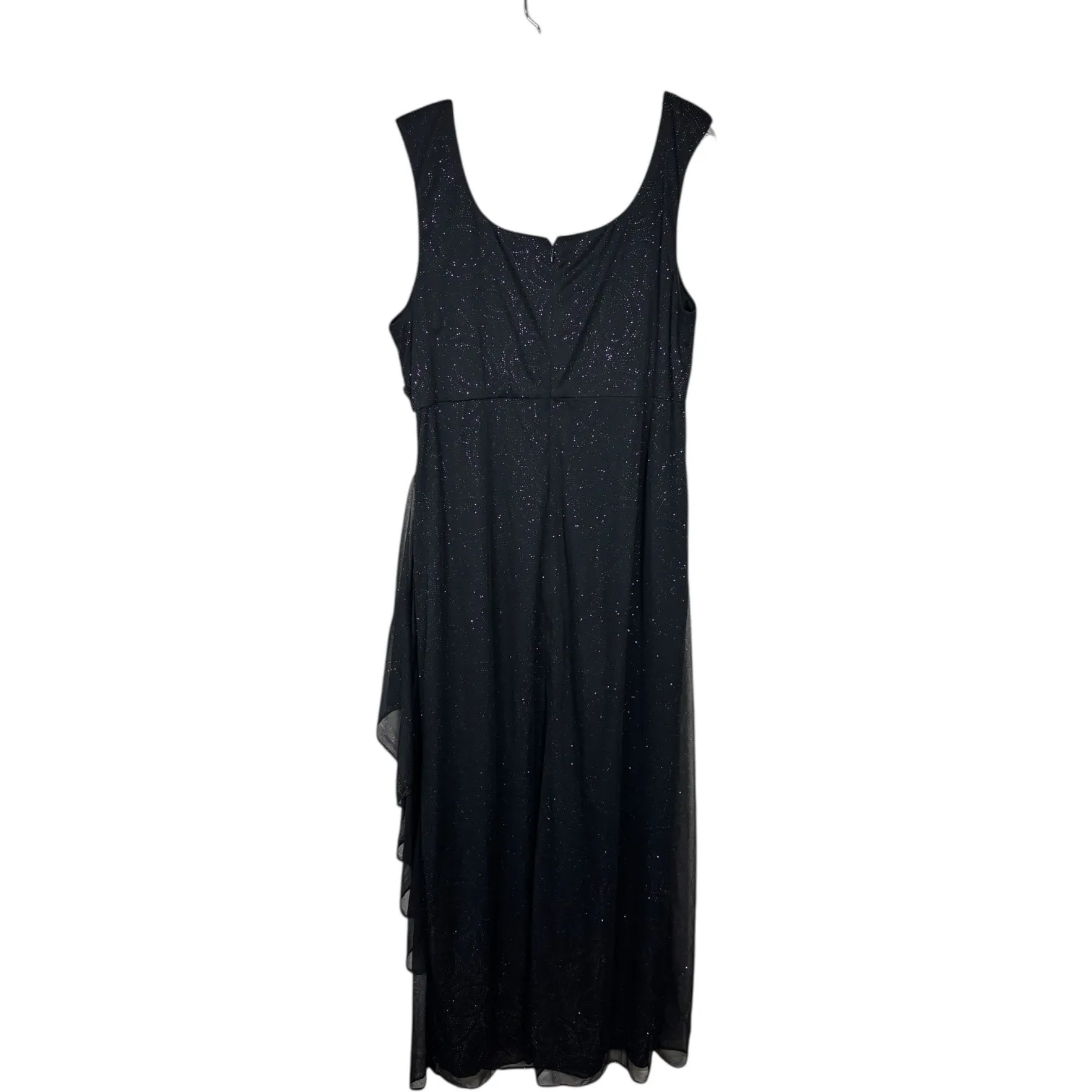 VTG R&M Richards Women Black Glitter Embellished Ruched Draped Evening Gown 16W - Image 5