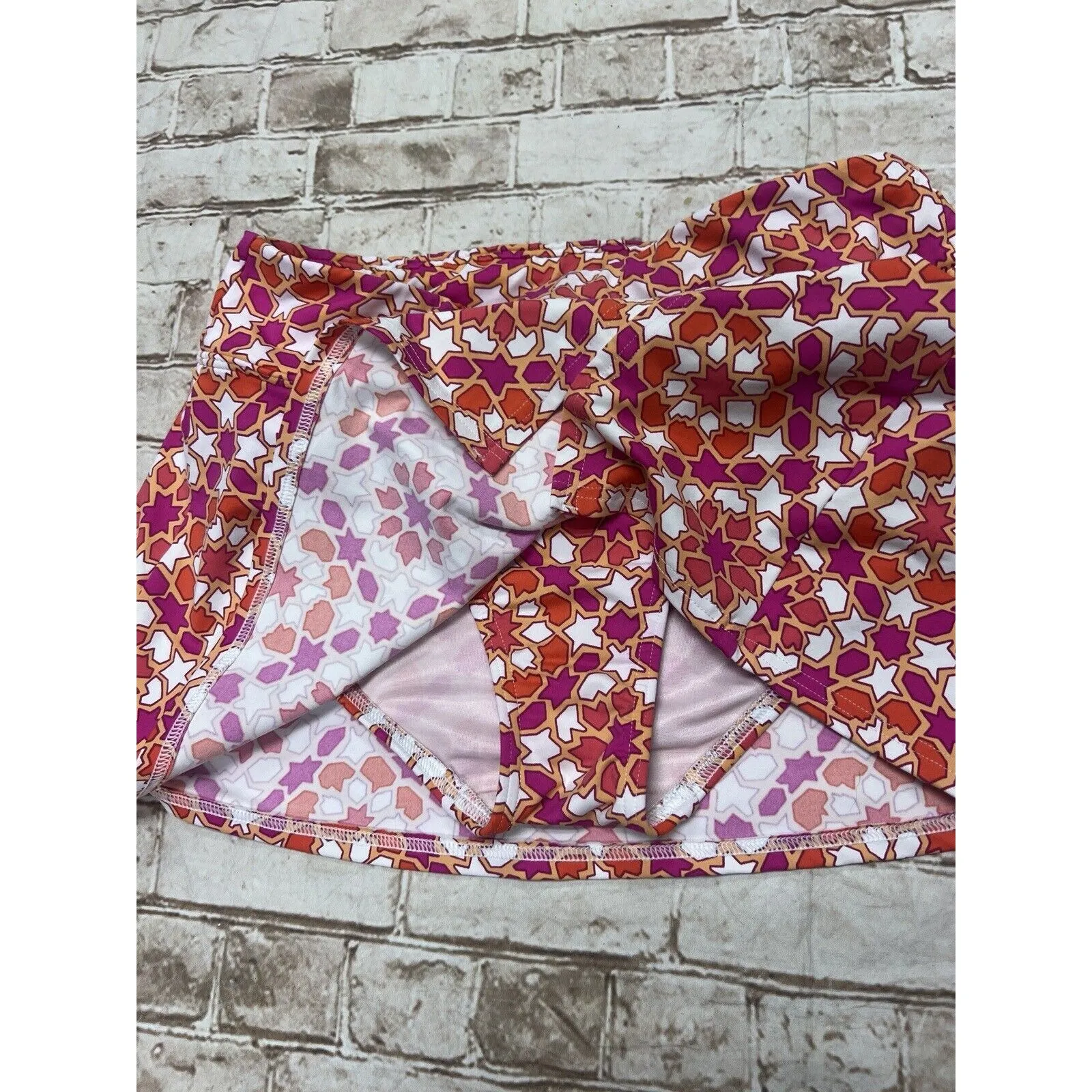 Lands' End Women's 2 Pink Orange Yellow Medallion Swim Skirt Modest XS - Image 3