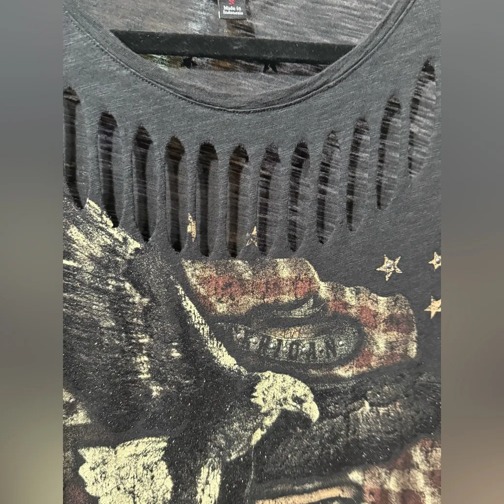 Rock & Republic Distressed Graphic Eagle Tee Edgy Vintage Grunge Y2K Top Sz S - Image 12