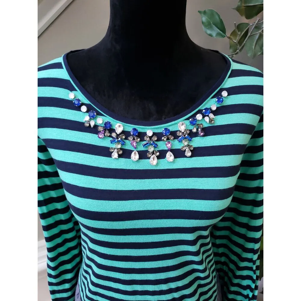 Women's Crown & Ivy Green Striped Long Sleeve Top XL Pullover Outdoor - Image 3