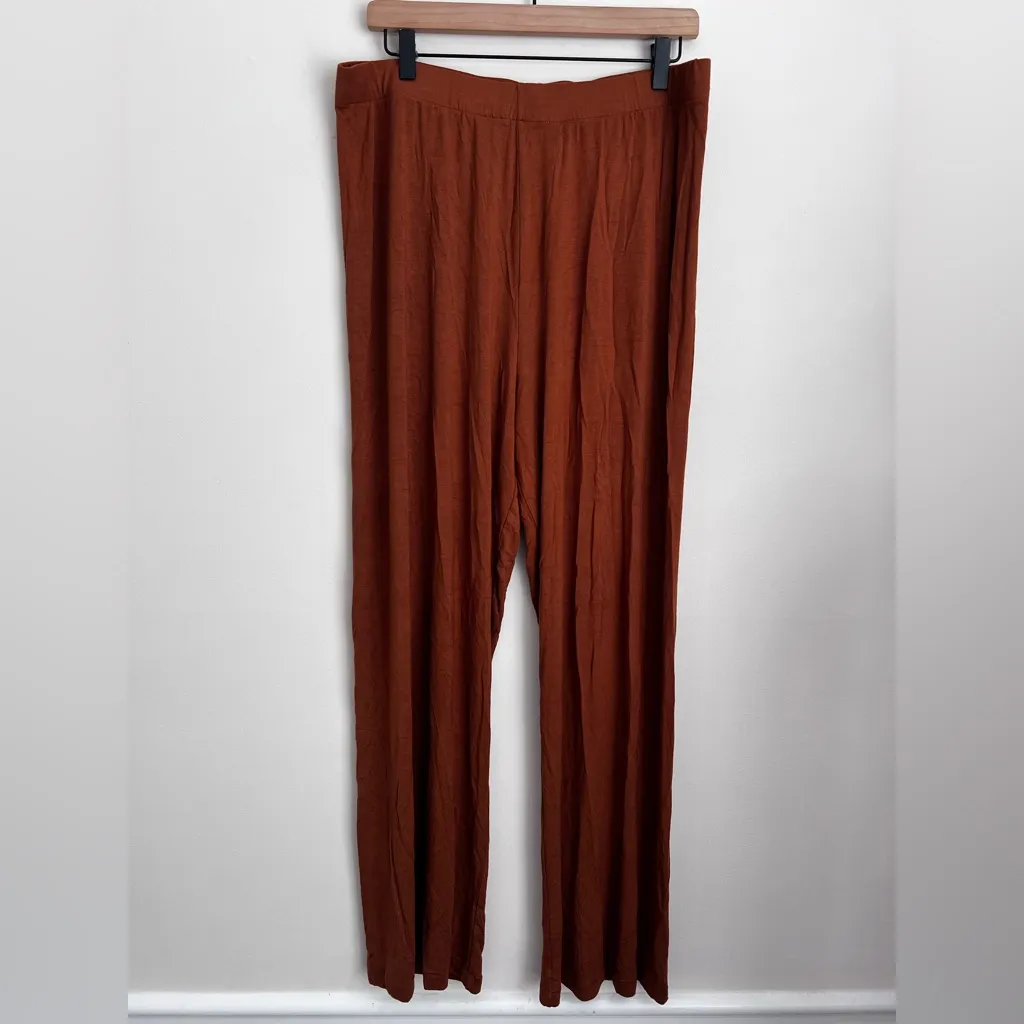 SKIMS Sleep Lounge Pants in Copper brown wide leg L - Image 2
