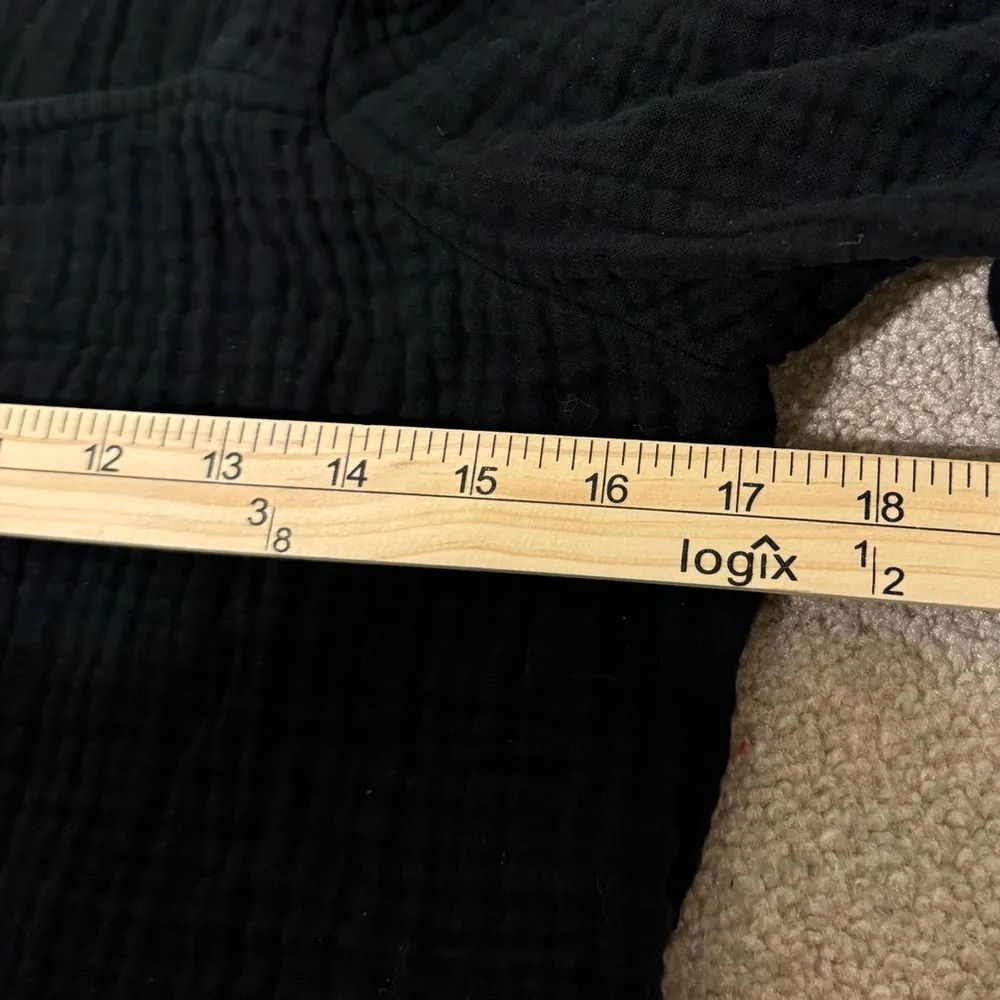 Madewell Black Lightspun Millbrook Puff-Sleeve Peplum Top Size Medium Gauze - Image 7