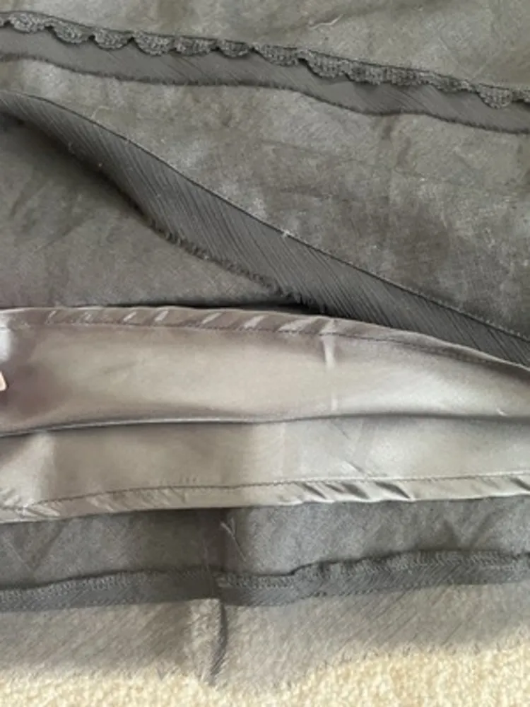 Goth Black Linen Lace Mesh Detail Skirt Women Lagenlook Whimsigoth Witchy SZ 10 - Image 4